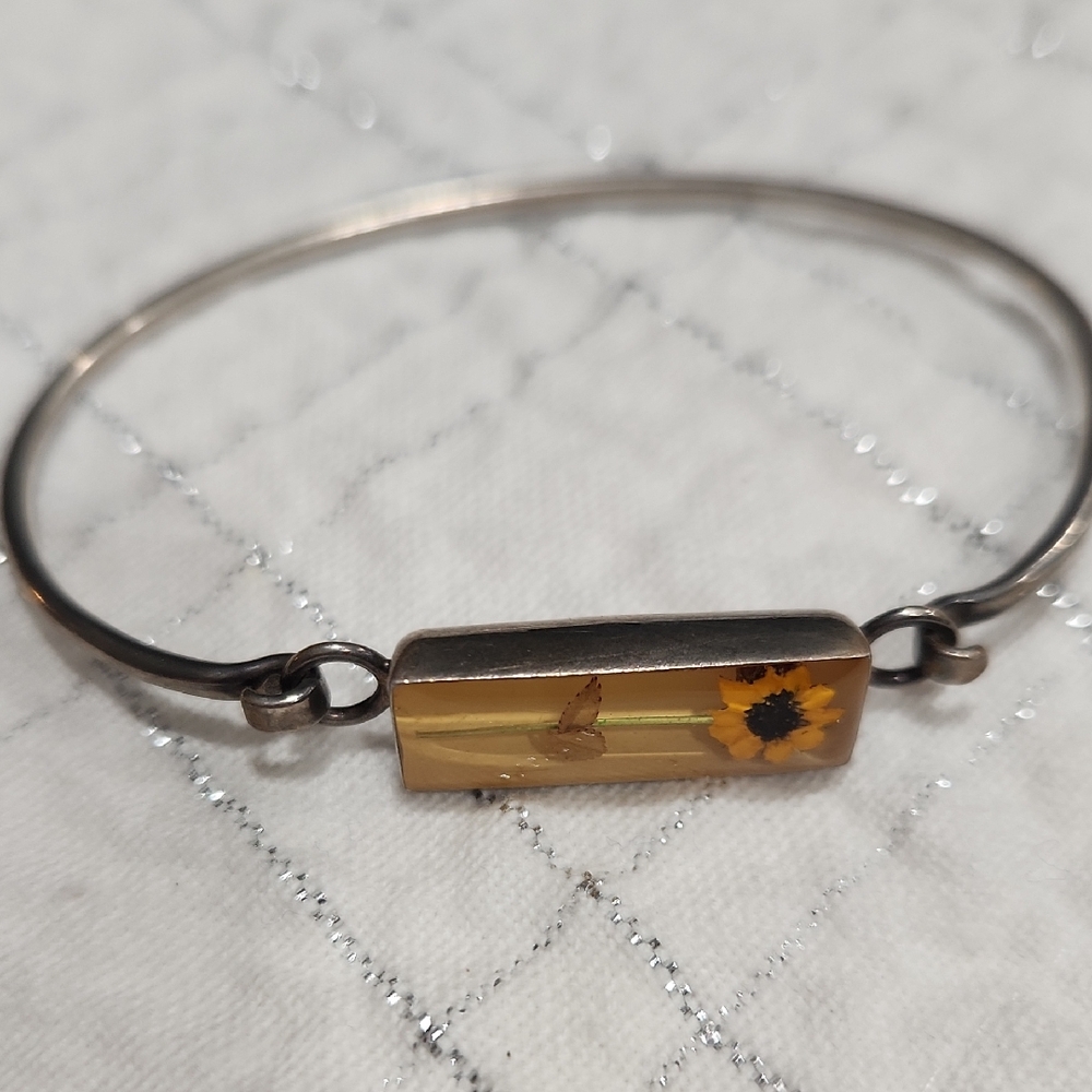 Sunflower Charm Silver Bracelet